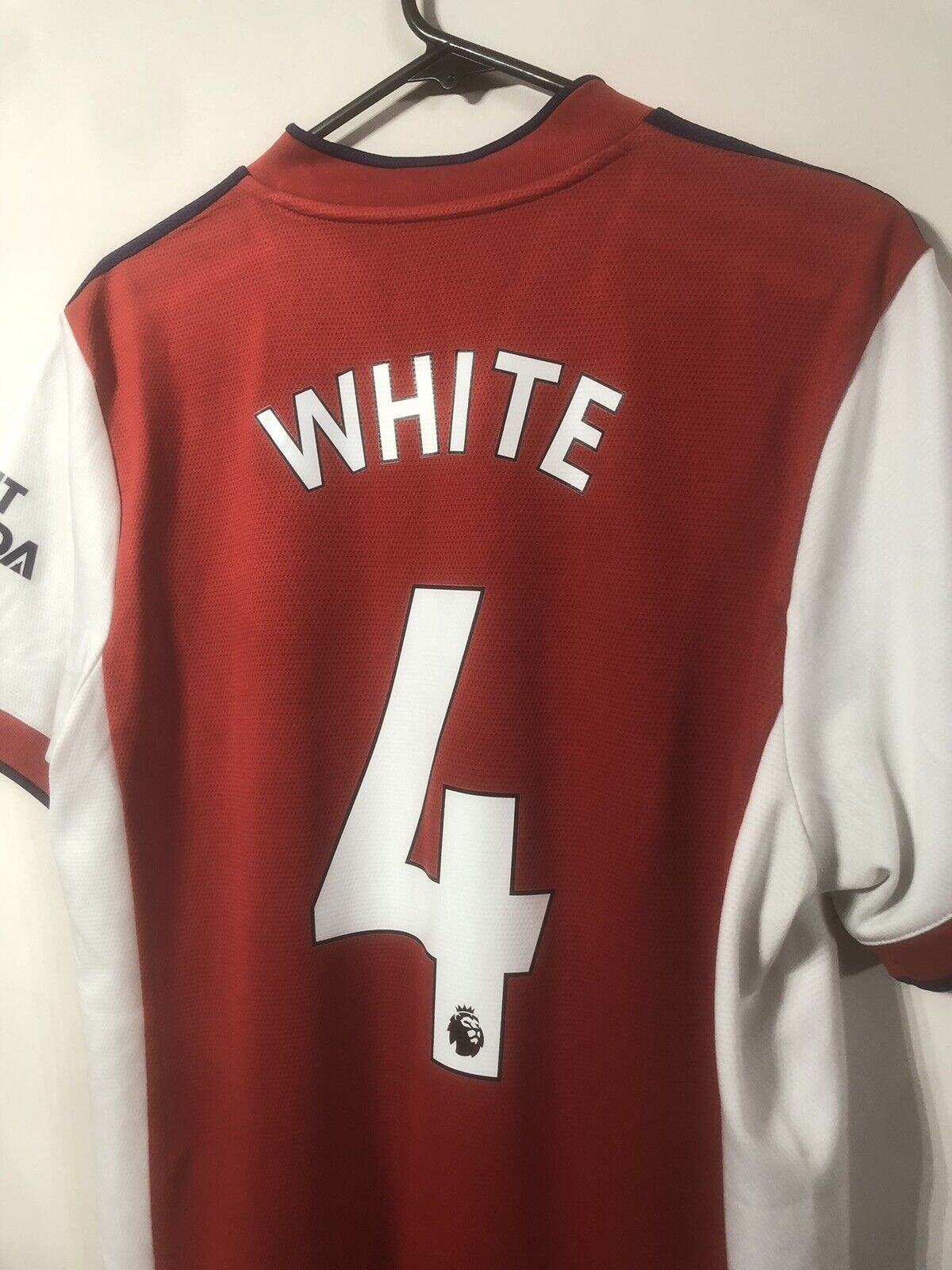 White #4 Arsenal Home 2021/22 Large Shirt Adidas Excellent Condition GM0217