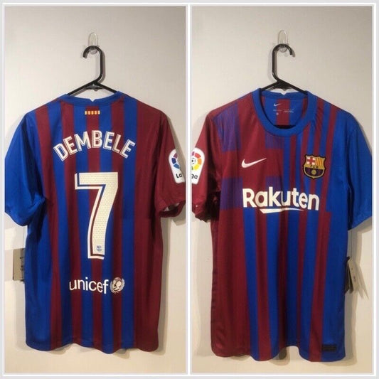 Dembele #7 Barcelona Large LFP 2021/22 Home Football Shirt Jersey Nike BNWT