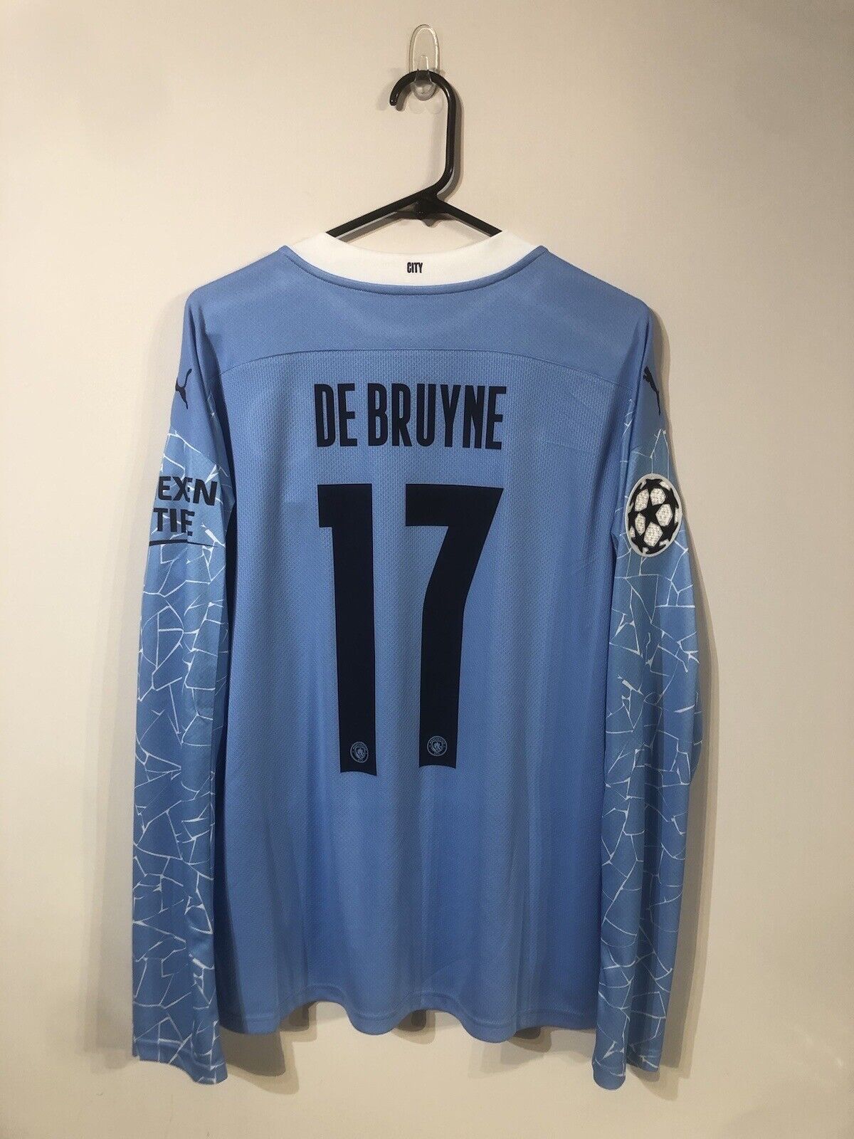 De Bruyne #17 Manchester City 2020/21 Large L/S CL Home Shirt BNWT