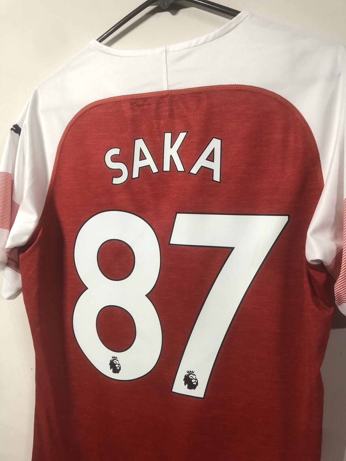 Saka #87 Arsenal 2018/19 Medium Home Shirt Puma Excellent Condition 753209-12