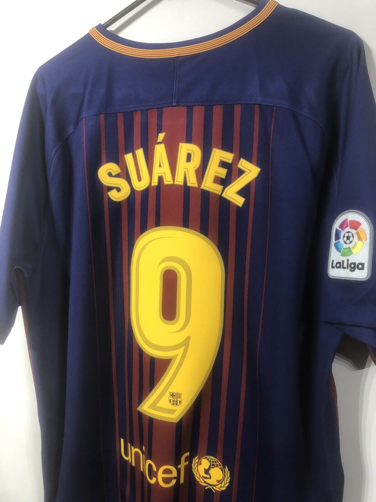 Suarez 9 Barcelona Xl 2017 18 Home Shirt Nike Excellent Condition 847255 457