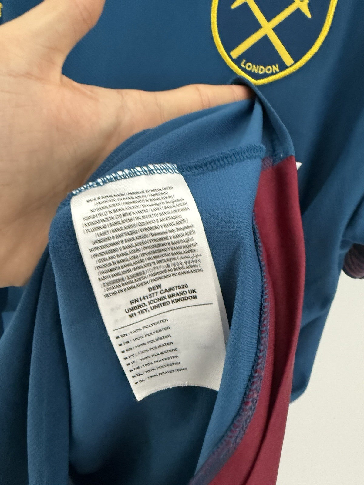 West Ham United Noble #16 2018/19 Large Away Shirt Umbro Excellent Condition