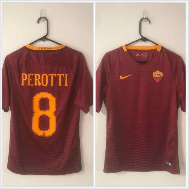 Perotti #8 AS Roma 2016/17 Small Home Football Shirt Nike Very Good Condition