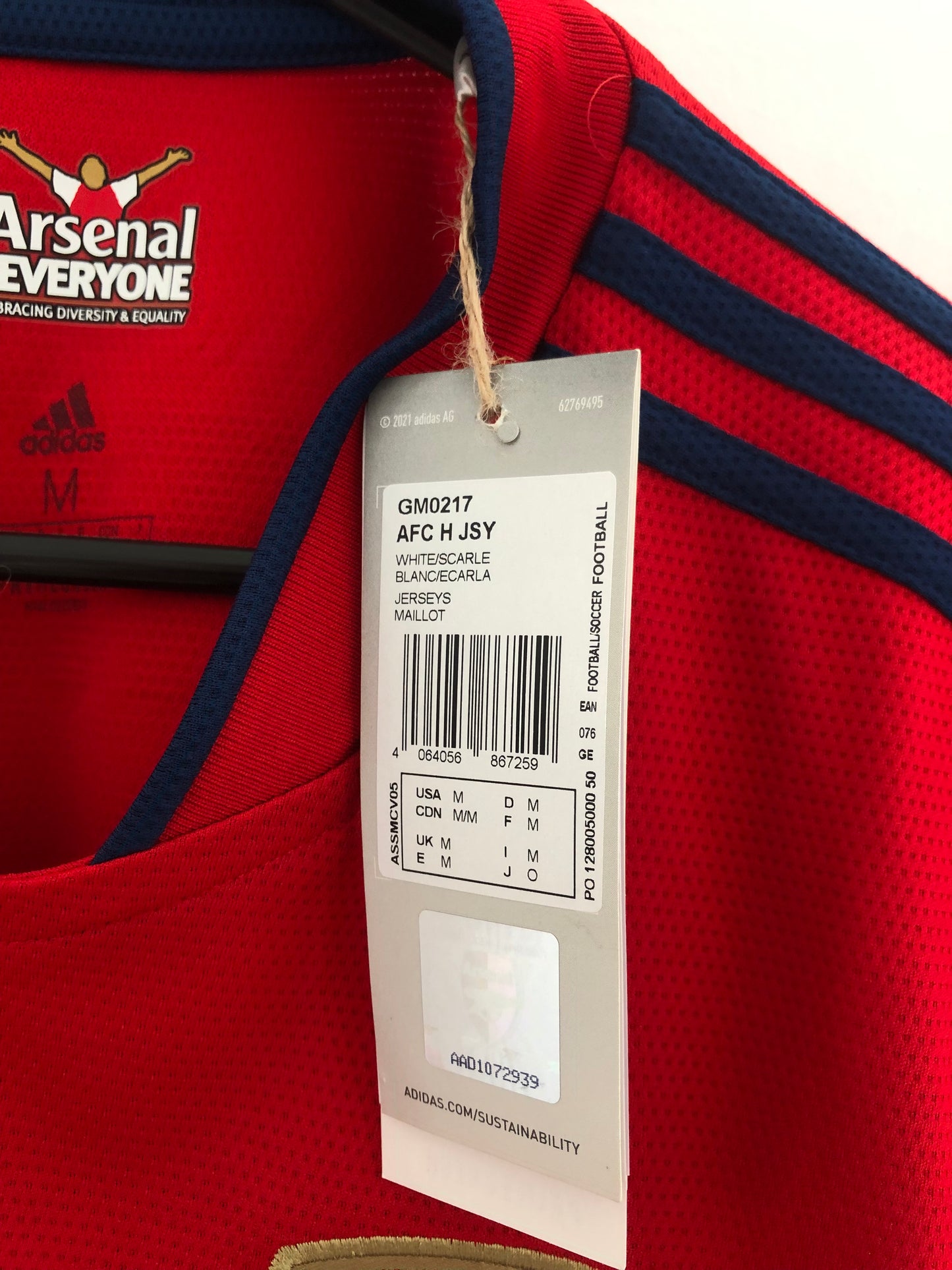 Martinelli #35 Arsenal 2021/22 Medium Home Football Shirt Adidas BNWT GM0217