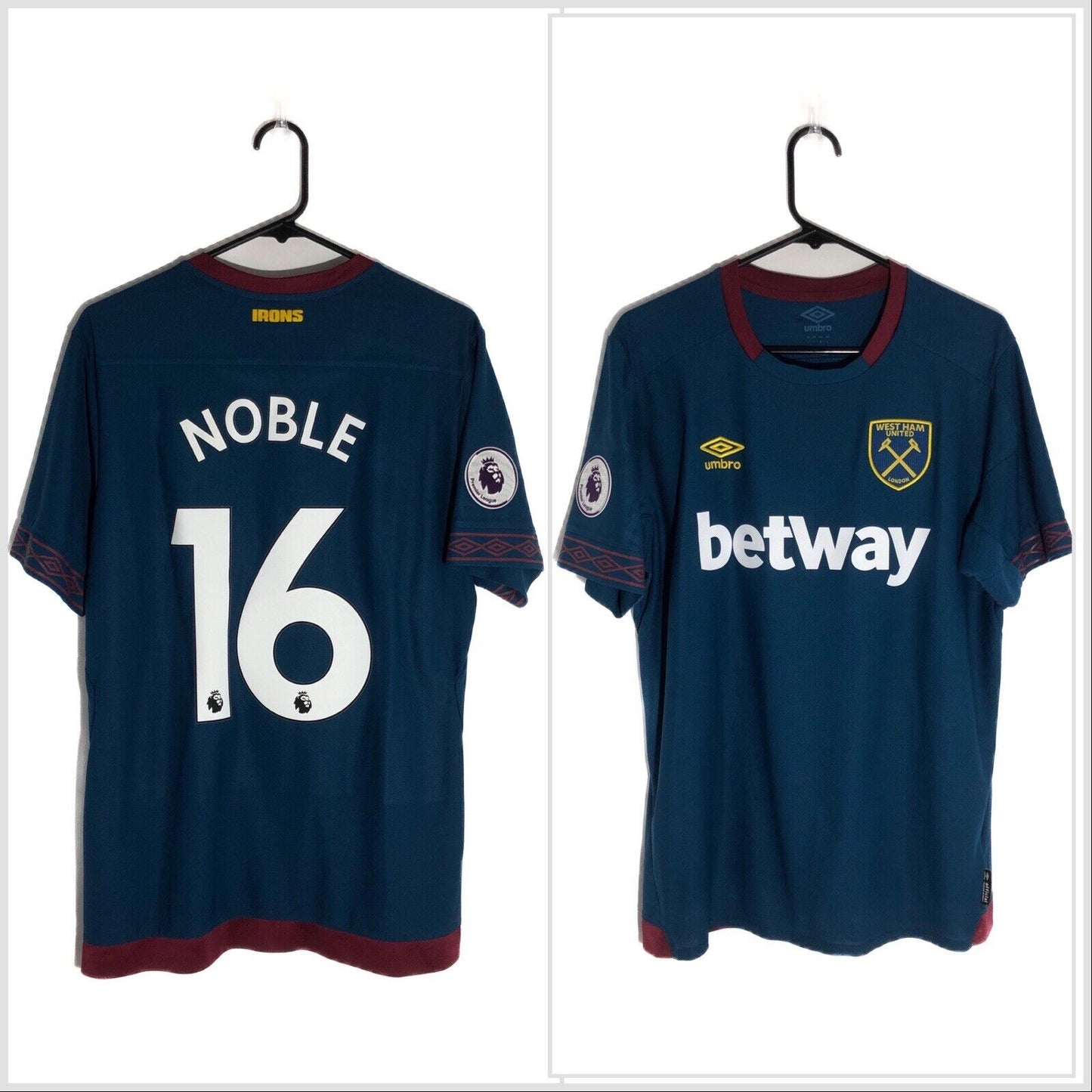 Noble 16 West Ham United 2018 19 Large 3rd Shirt Umbro Excellent Condition
