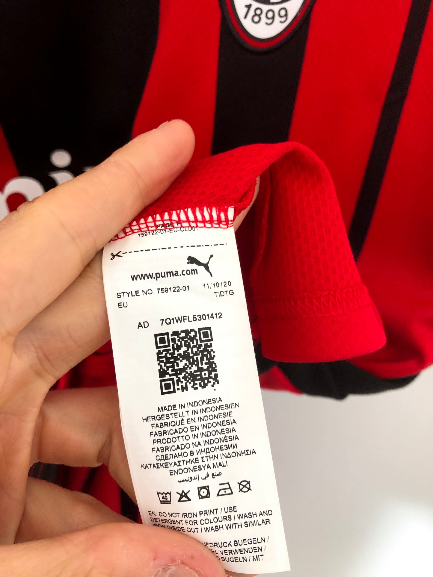 Tomori #23 AC Milan Large 2021/22 Home Shirt Puma Excellent Condition 759122-01