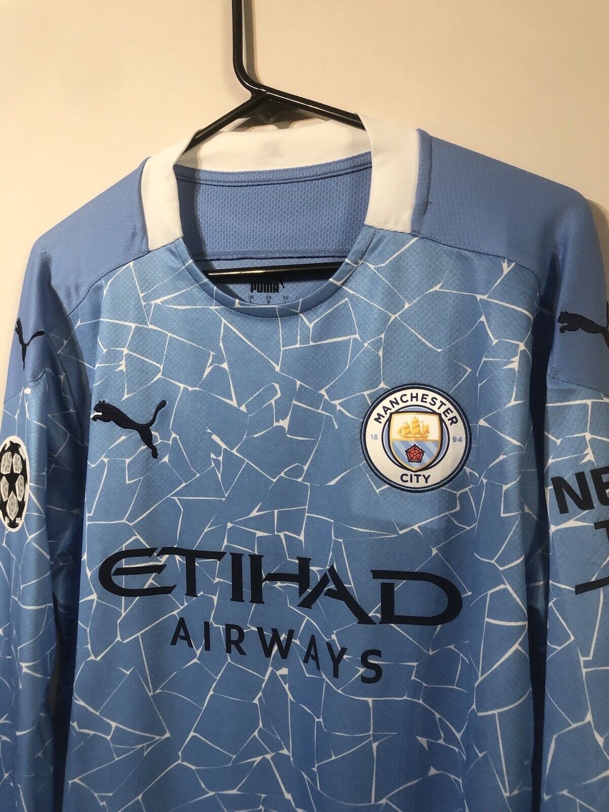De Bruyne #17 Manchester City 2020/21 Large L/S CL Home Shirt BNWT