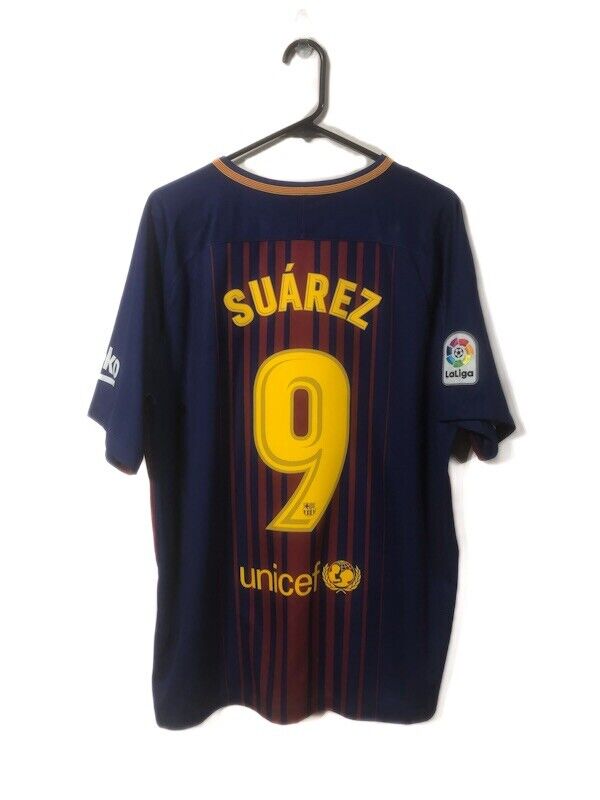 Suarez 9 Barcelona Xl 2017 18 Home Shirt Nike Excellent Condition 847255 457