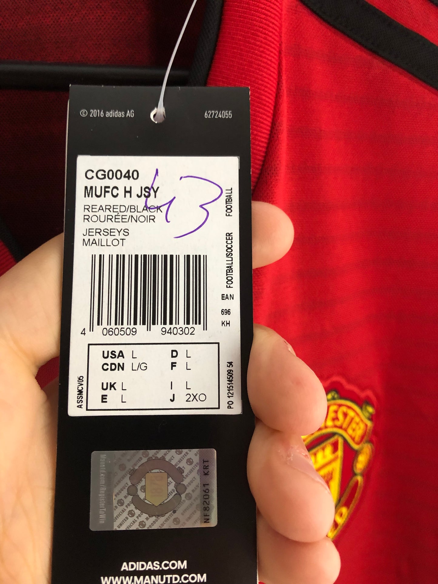 Rashford #10 Man United Large 2018/19 Home Shirt BNWT Cg0040