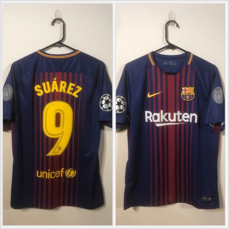 Suarez #9 Barcelona 2017/18 Medium CL Home Shirt Nike Excellent Condition