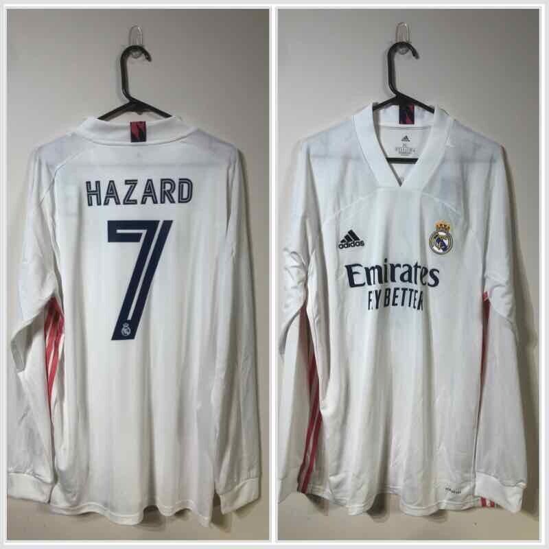 Hazard #7 Real Madrid 2020/21 X-Large L/S Home Football Shirt Jersey BNWT