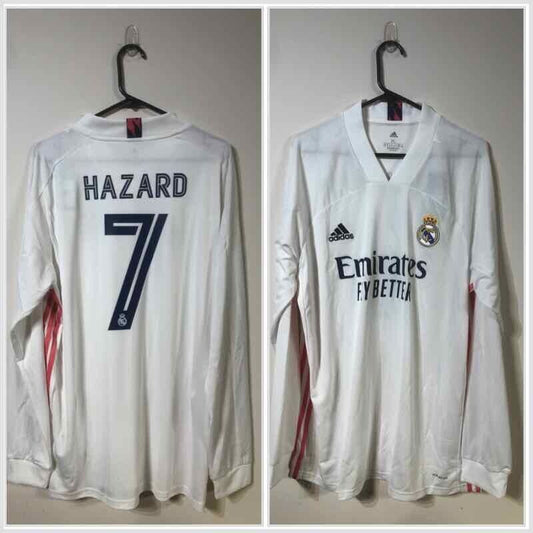 Hazard #7 Real Madrid 2020/21 X-Large L/S Home Football Shirt Jersey BNWT
