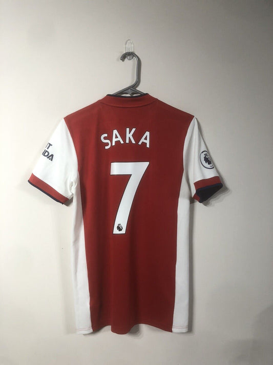 Saka #7 Arsenal 2021/22 Small Home Shirt Adidas Excellent Condition GM0217
