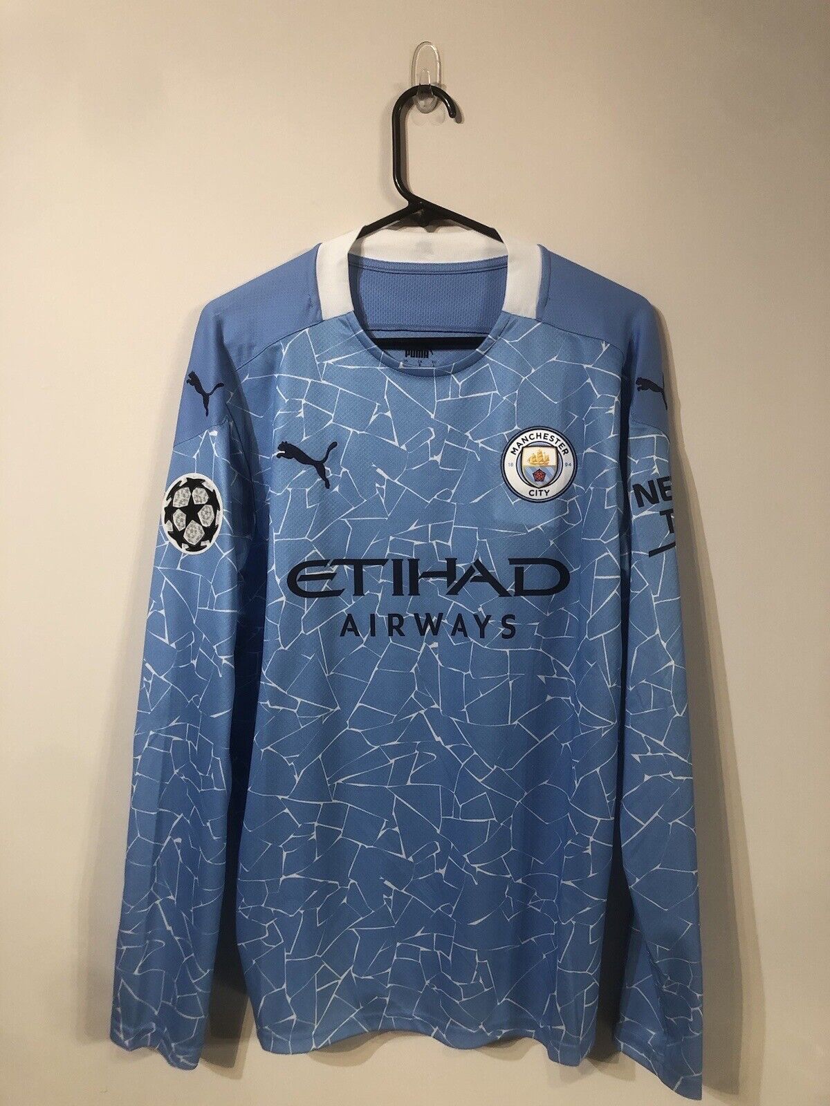 De Bruyne #17 Manchester City 2020/21 Large L/S CL Home Shirt BNWT