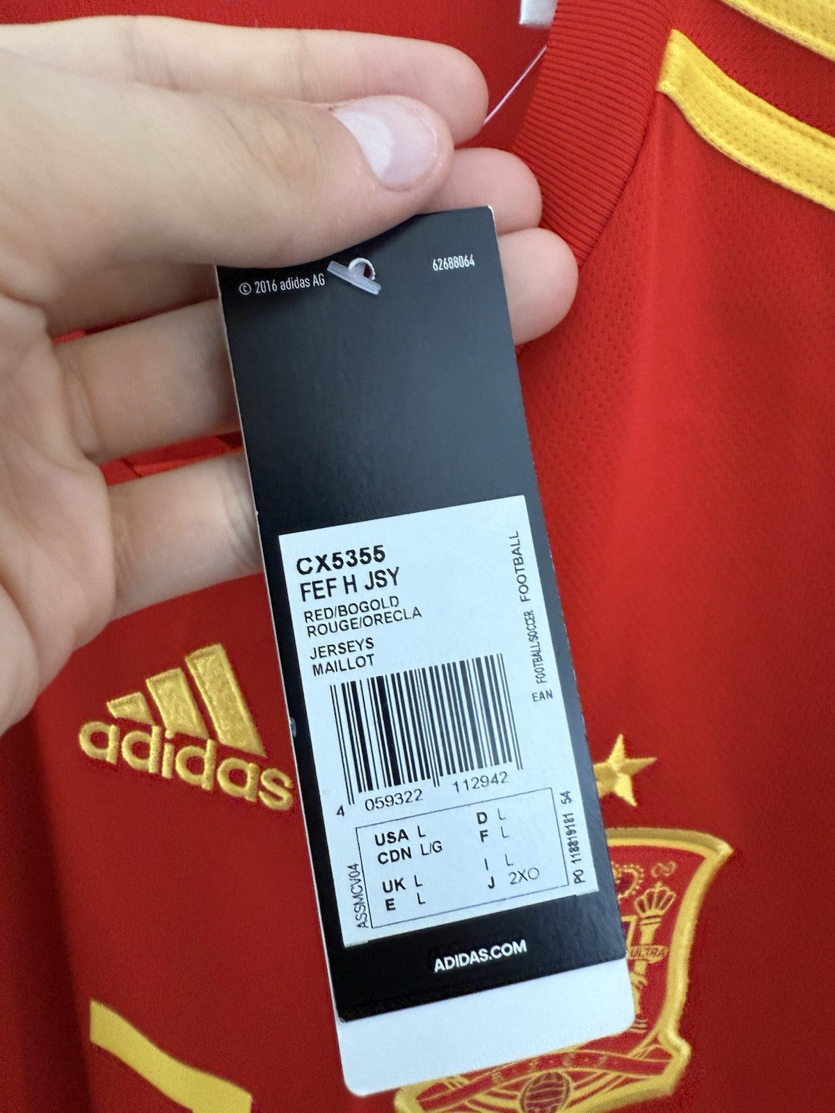 Spain Morata #7 2018 Large Home Shirt Adidas BNWT CX5355