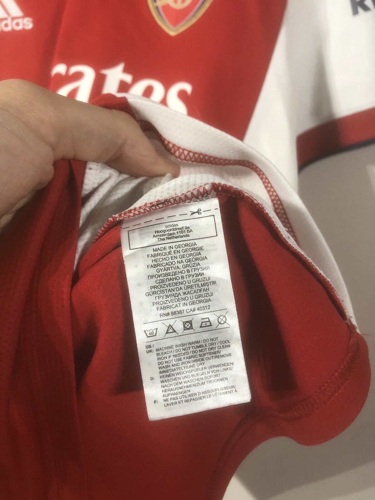 White #4 Arsenal Home 2021/22 Large Shirt Adidas Excellent Condition GM0217