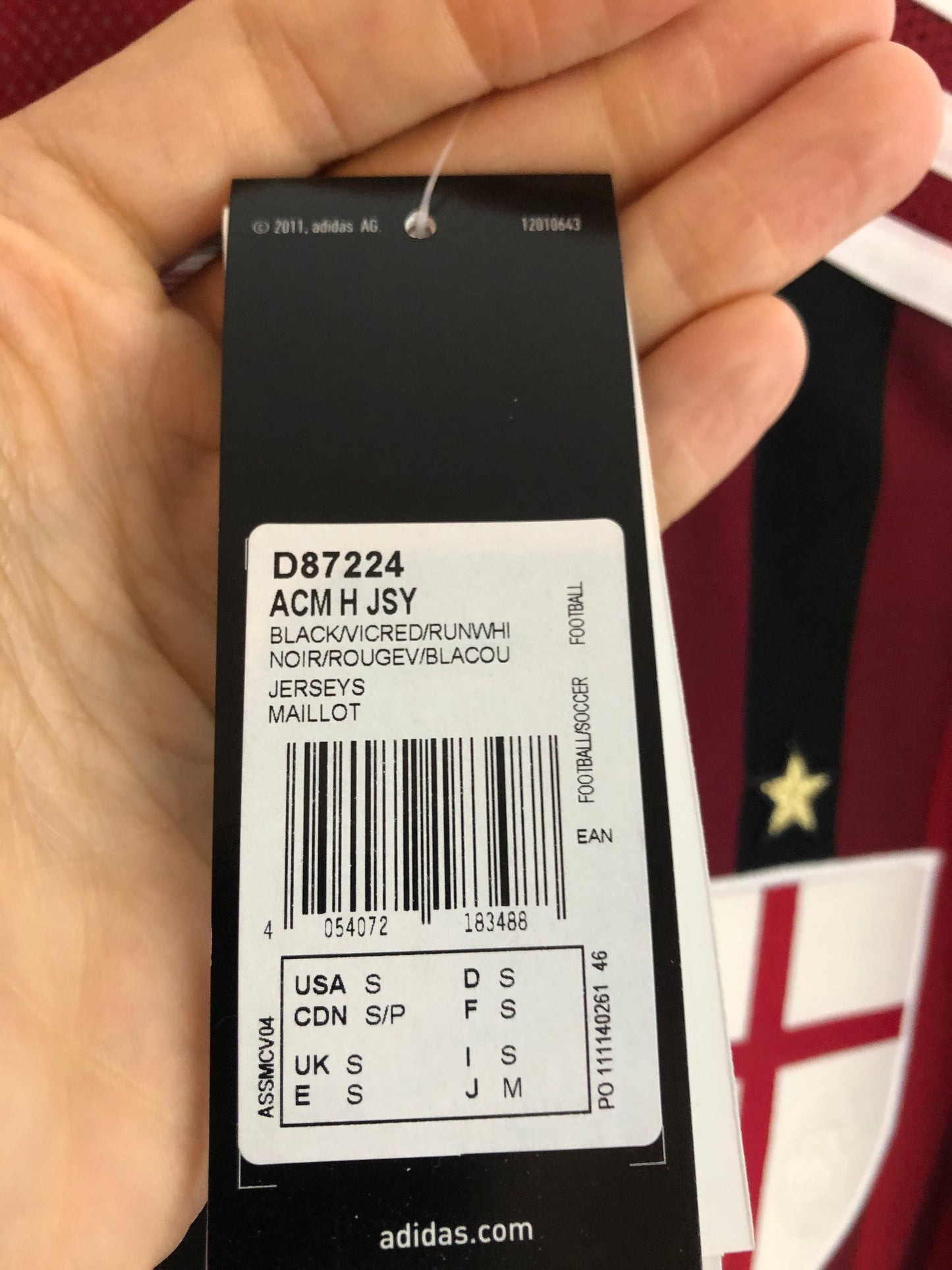 Suso #8 Ac Milan 2014/15 Small Home Shirt Adidas BNWT D87224