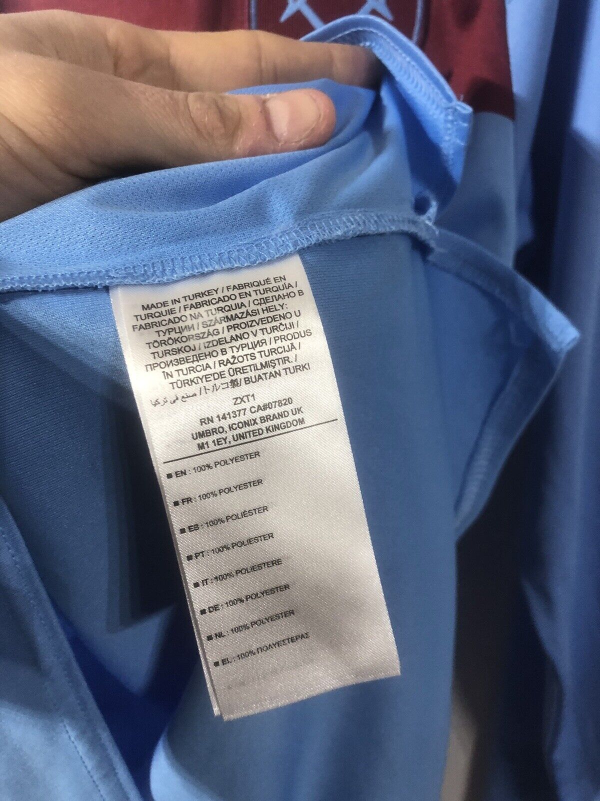 Noble #16 West Ham United 2020/21 Large L/S Away Shirt Umbro Excellent Condition