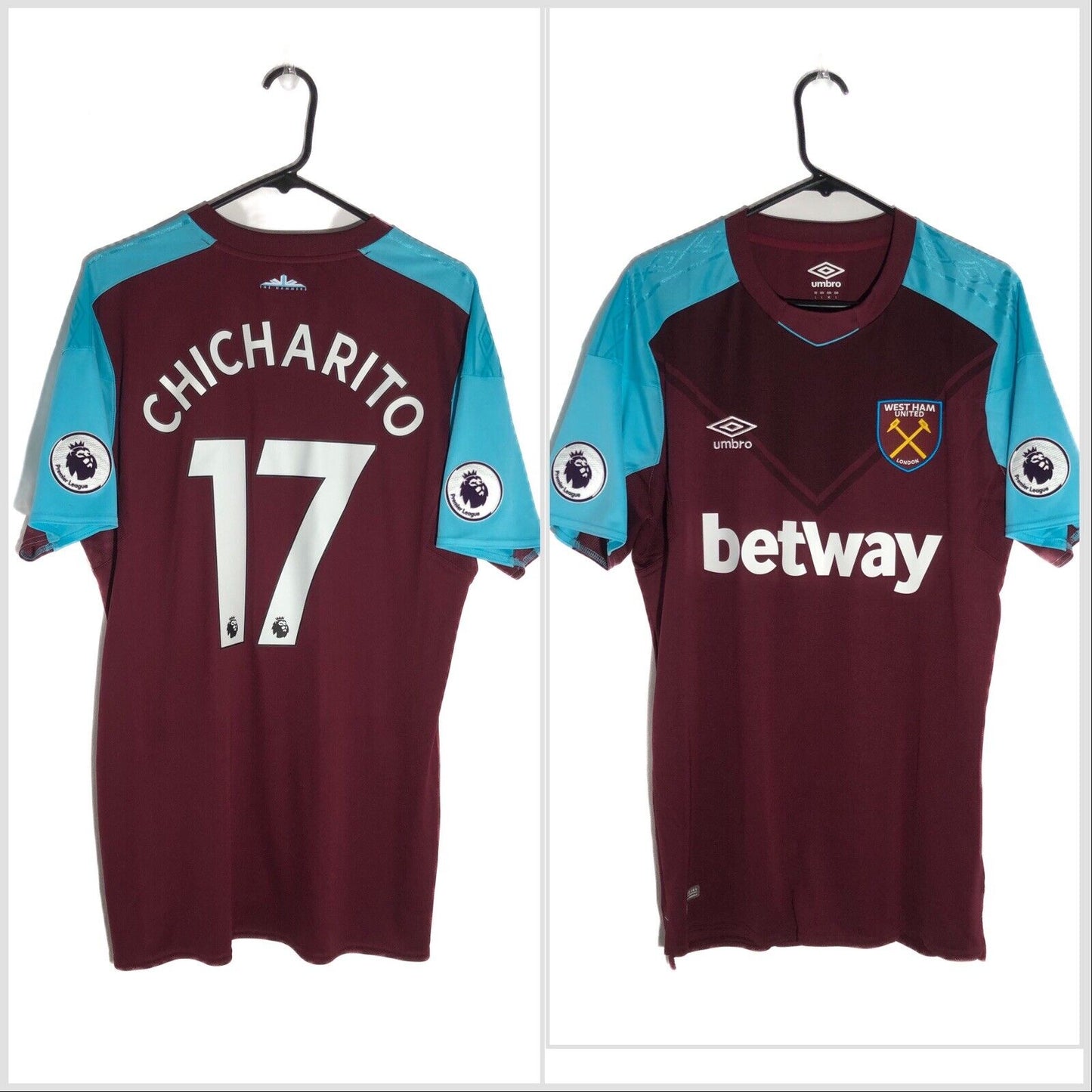 Chicharito 17 West Ham United 2017 18 Large Home Shirt Umbro Excellent Condition