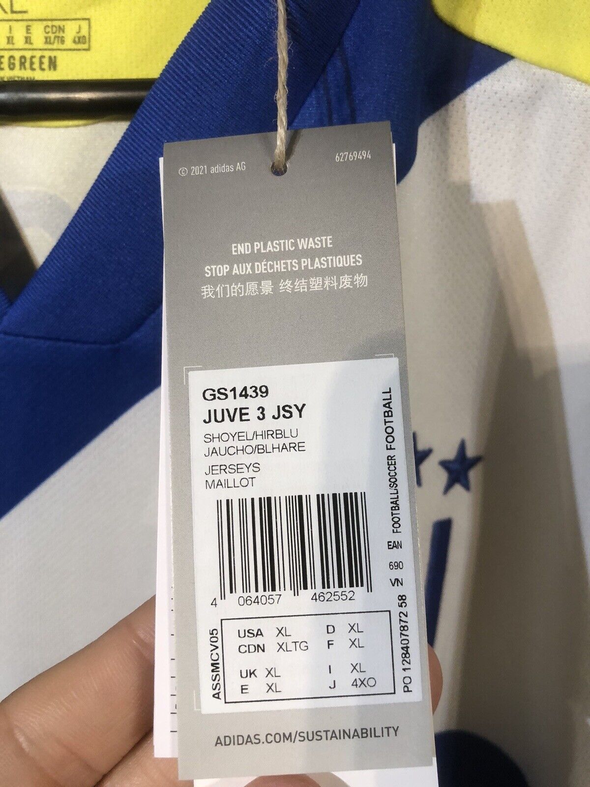 Kulusevski #44 Juventus 2021/22 X-Large 3rd Football Shirt Adidas BNWT