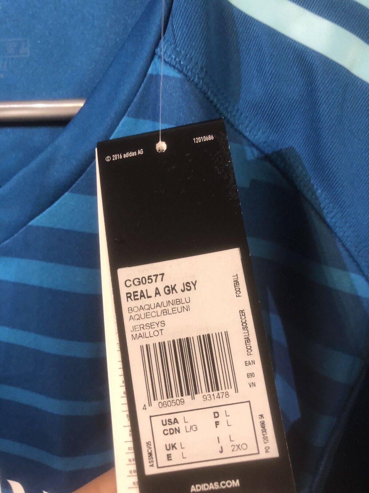 Courtois #25 Real Madrid 2018/19 Away Goalkeeper Large Shirt Adidas BNWT