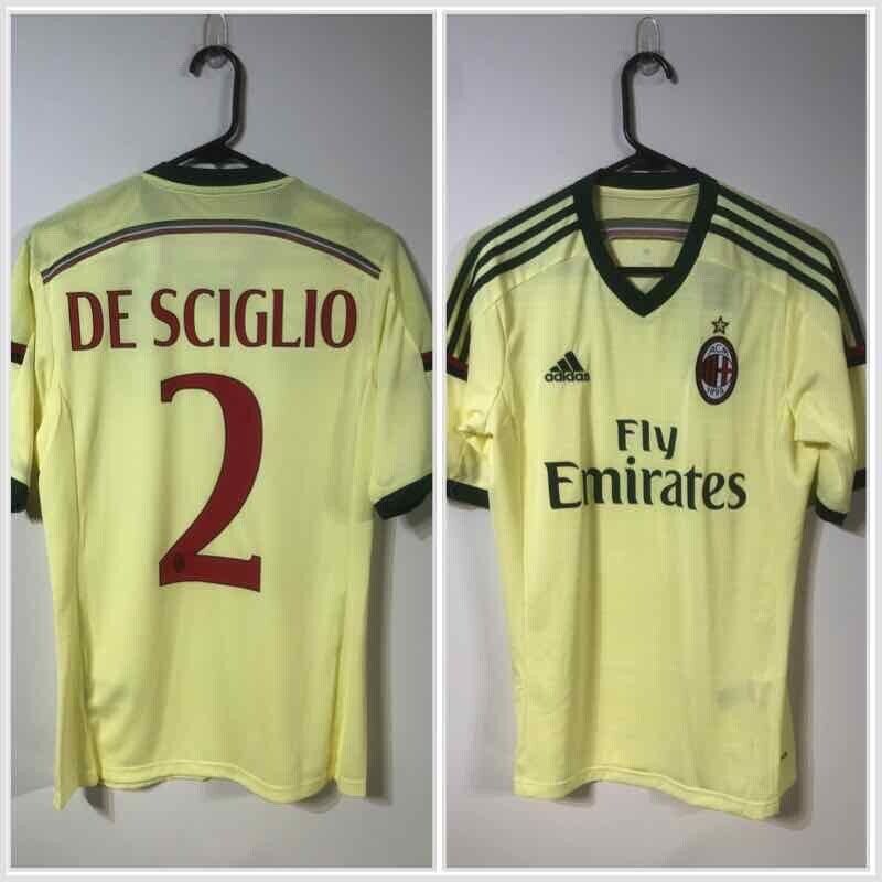 De Sciglio #2 BNWT Small AC Milan 2014/15 3rd Football Shirt Jersey Adidas