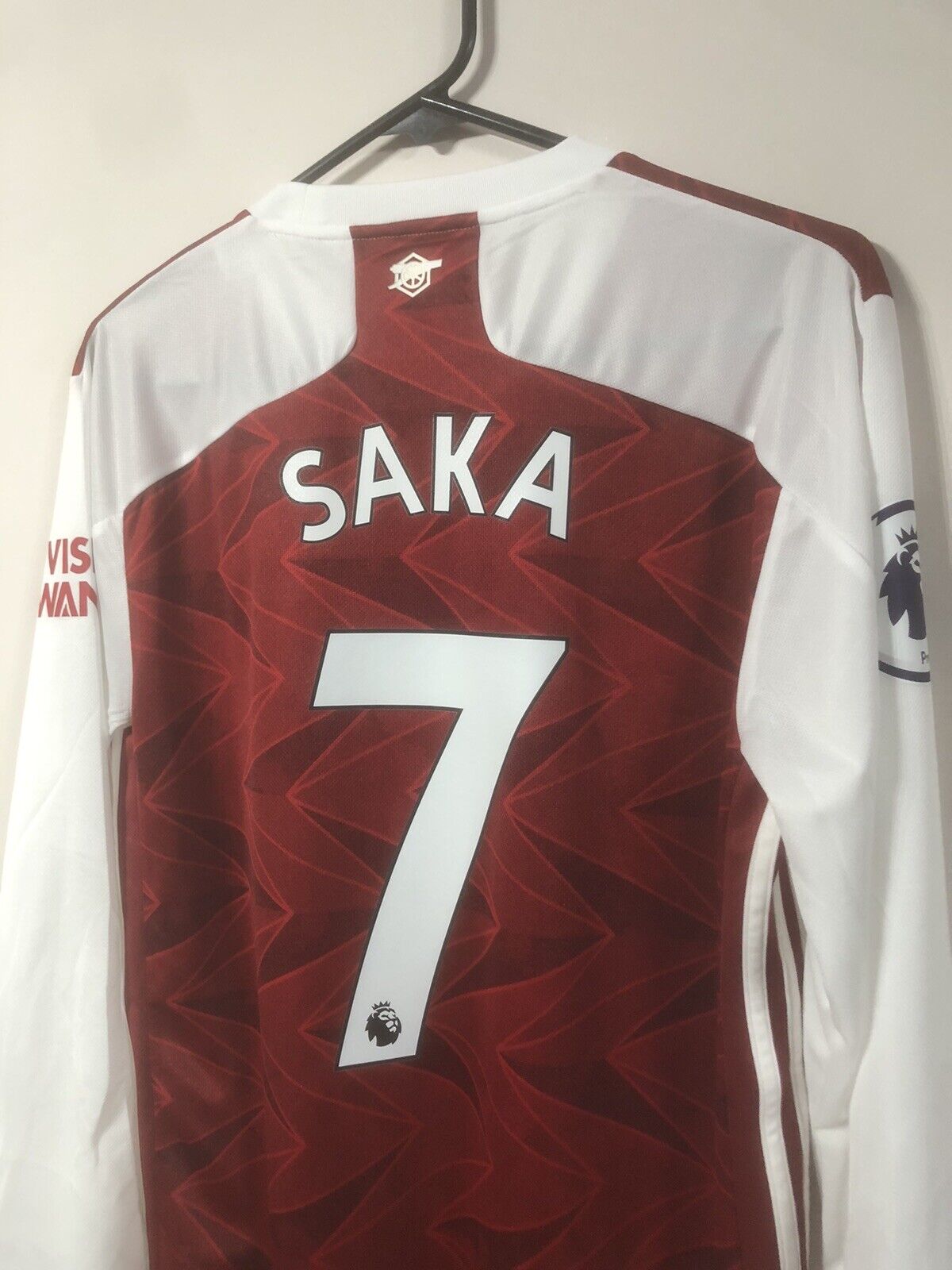 Saka #7 Arsenal 2020/21 Medium L/S Home Shirt Adidas BNWT FH7814