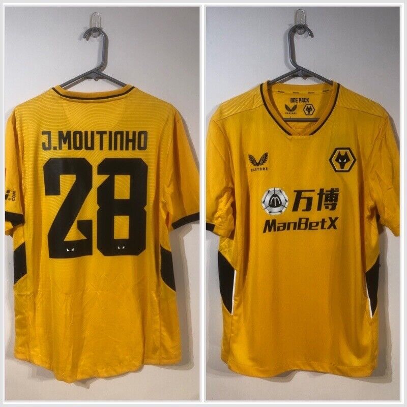 J. Moutinho #28 BNWT Wolves 2021/22 Euro Large Home Football Shirt Castore