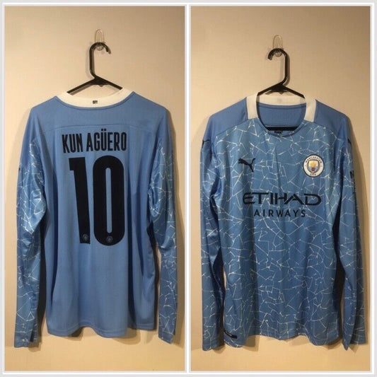 Aguero #10 Manchester City 2020/21 Large L/S Home Shirt BNWT