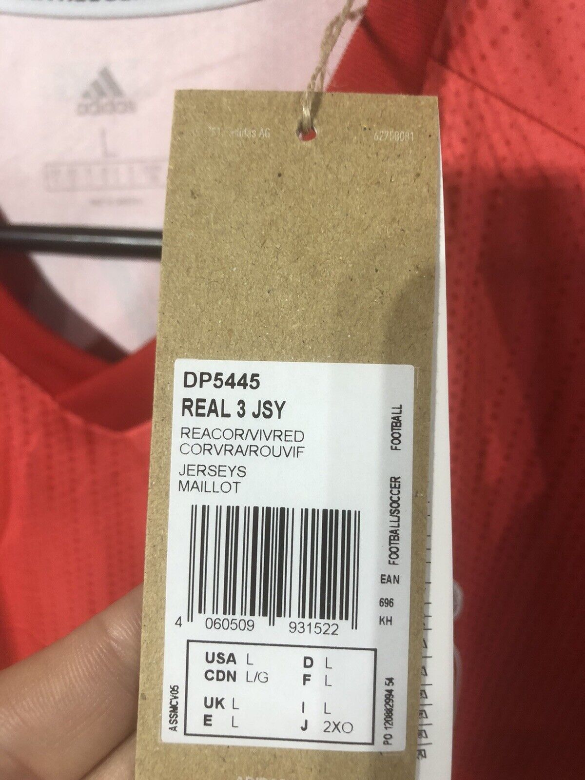 Benzema #9 Real Madrid Large 2018/19 3rd Football Shirt Jersey Adidas BNWT