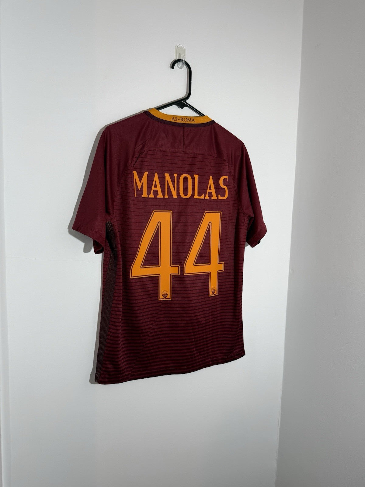 AS Roma Manolas #44 2016/17 Medium Home Shirt Excellent Condition 776967-677