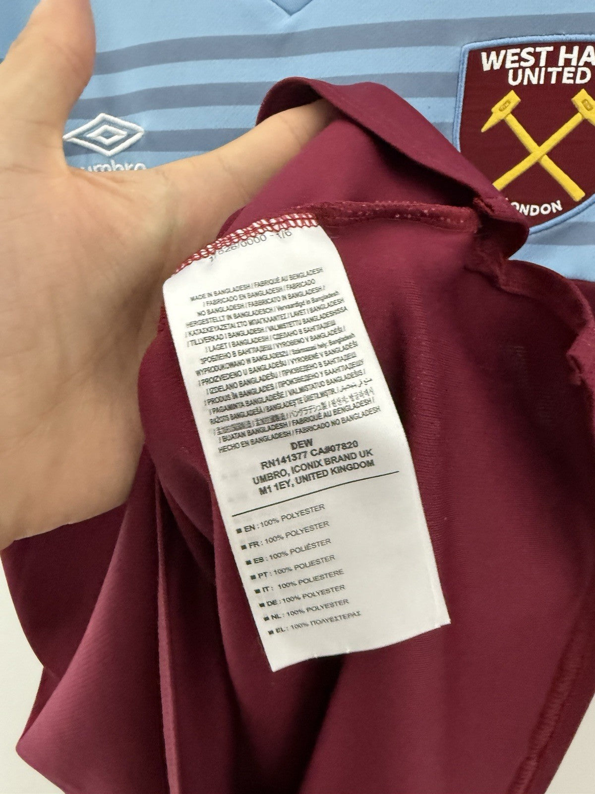 West Ham United Bowen #17 2019/20 Large Home Shirt Umbro Very Good Condition