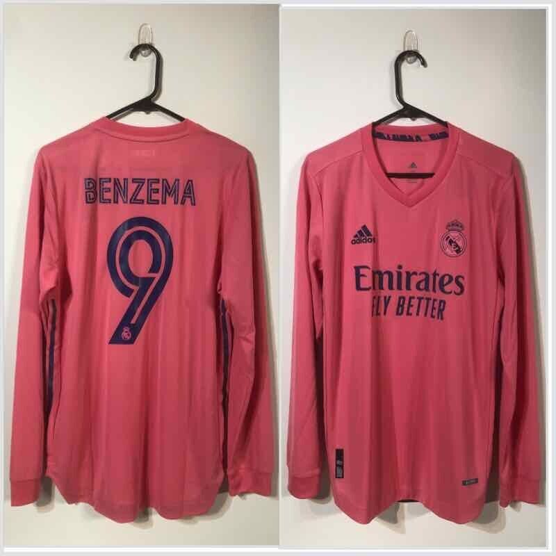 Benzema #9 Real Madrid 2020/21 Medium Authentic Long Sleeve Away Shirt BNWT