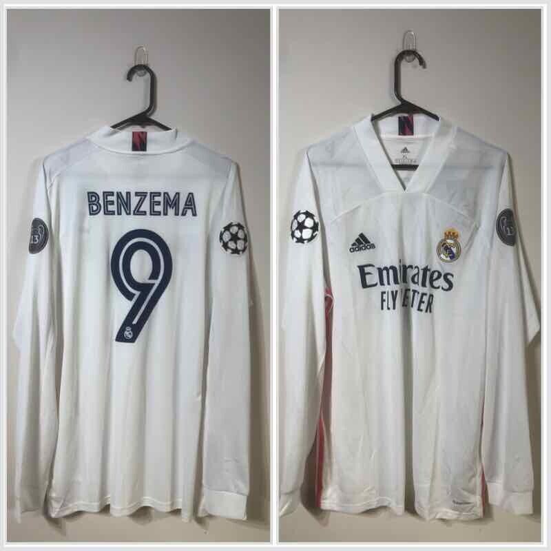 Benzema #9 Real Madrid 2020/21 X-Large L/S Home Football Shirt Jersey BNWT