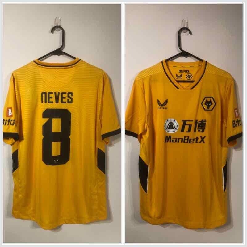 Neves #8 BNWT Wolves 2021/22 Euro Large Home Football Shirt Jersey Castore