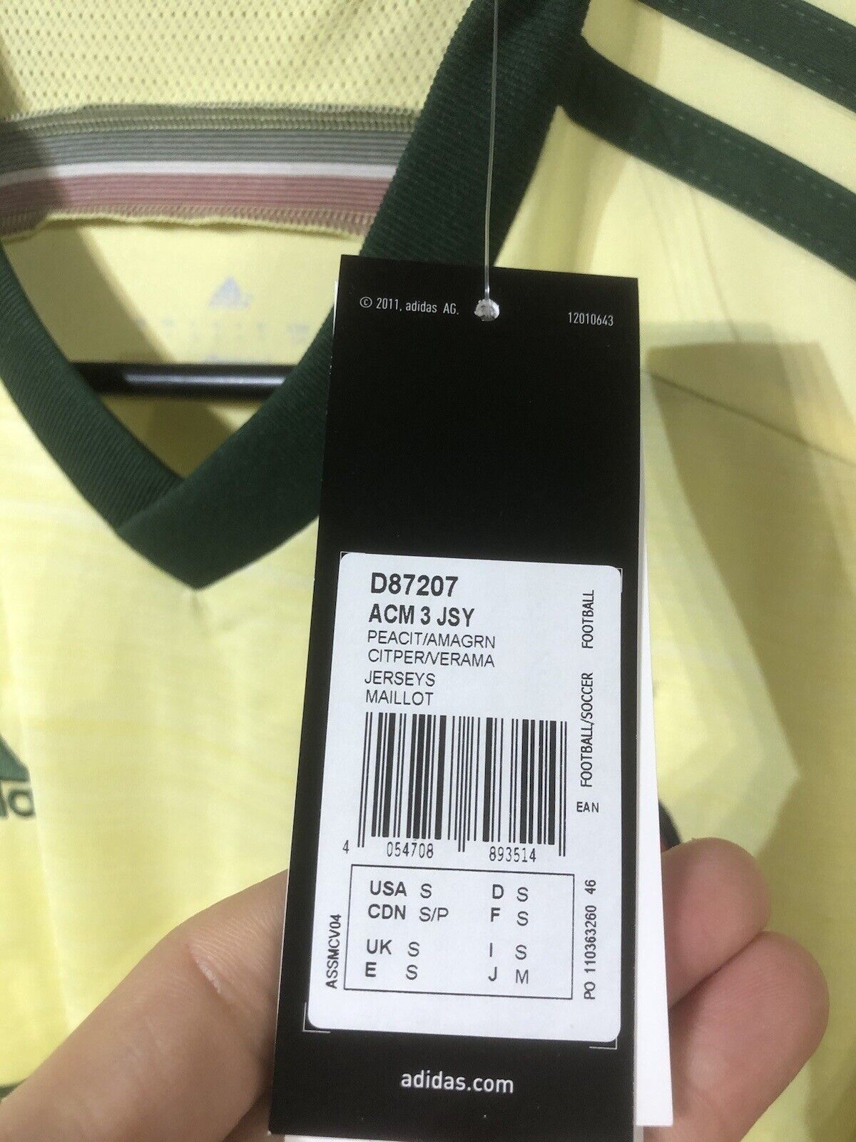 De Sciglio #2 BNWT Small AC Milan 2014/15 3rd Football Shirt Jersey Adidas