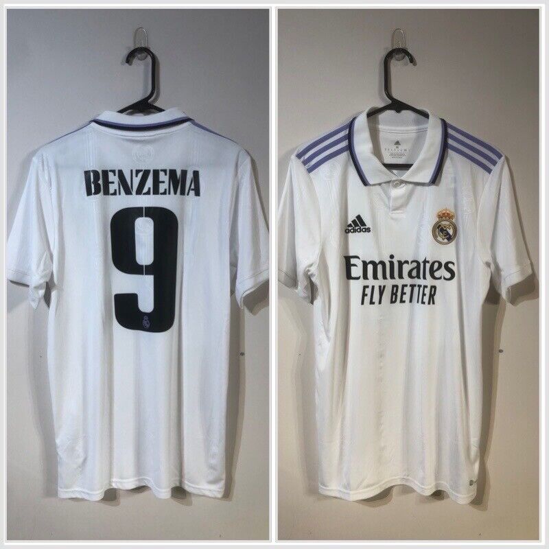 Benzema #9 Real Madrid 2022/23 Home Medium Football Shirt Adidas BNWT