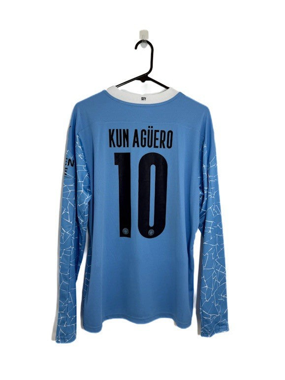 Manchester City Kun Aguero #10 2020/21 Large L/S Home Shirt BNWT 757059-01