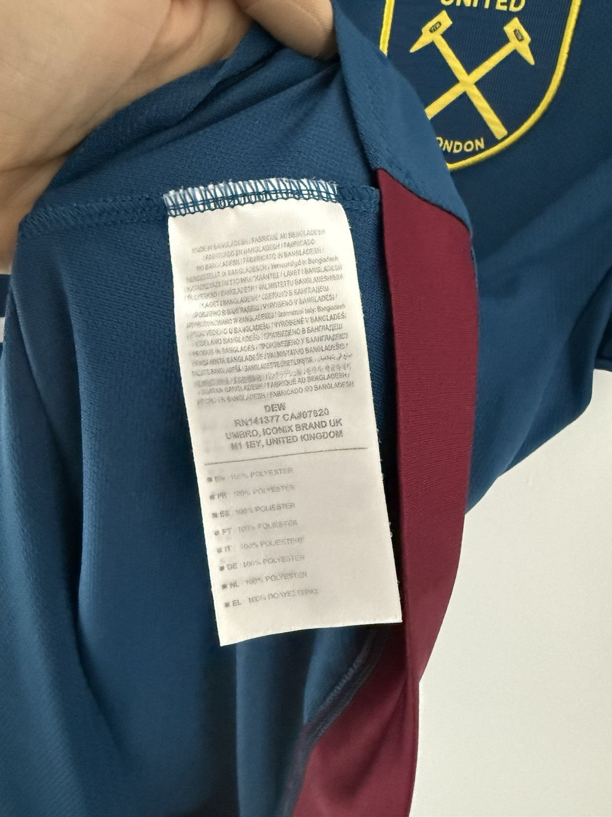 West Ham United Noble #16 2018/19 Medium Away Shirt Umbro Excellent Condition