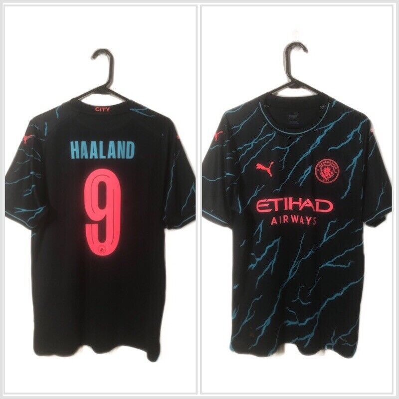 Haaland 9 Manchester City 2023 24 Large 3rd Shirt Excellent Condition 770460 03