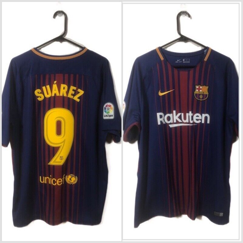 Suarez 9 Barcelona Xl 2017 18 Home Shirt Nike Excellent Condition 847255 457