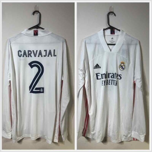 Carvajal #2 Real Madrid 2020/21 X-Large L/S Home Football Shirt Jersey BNWT