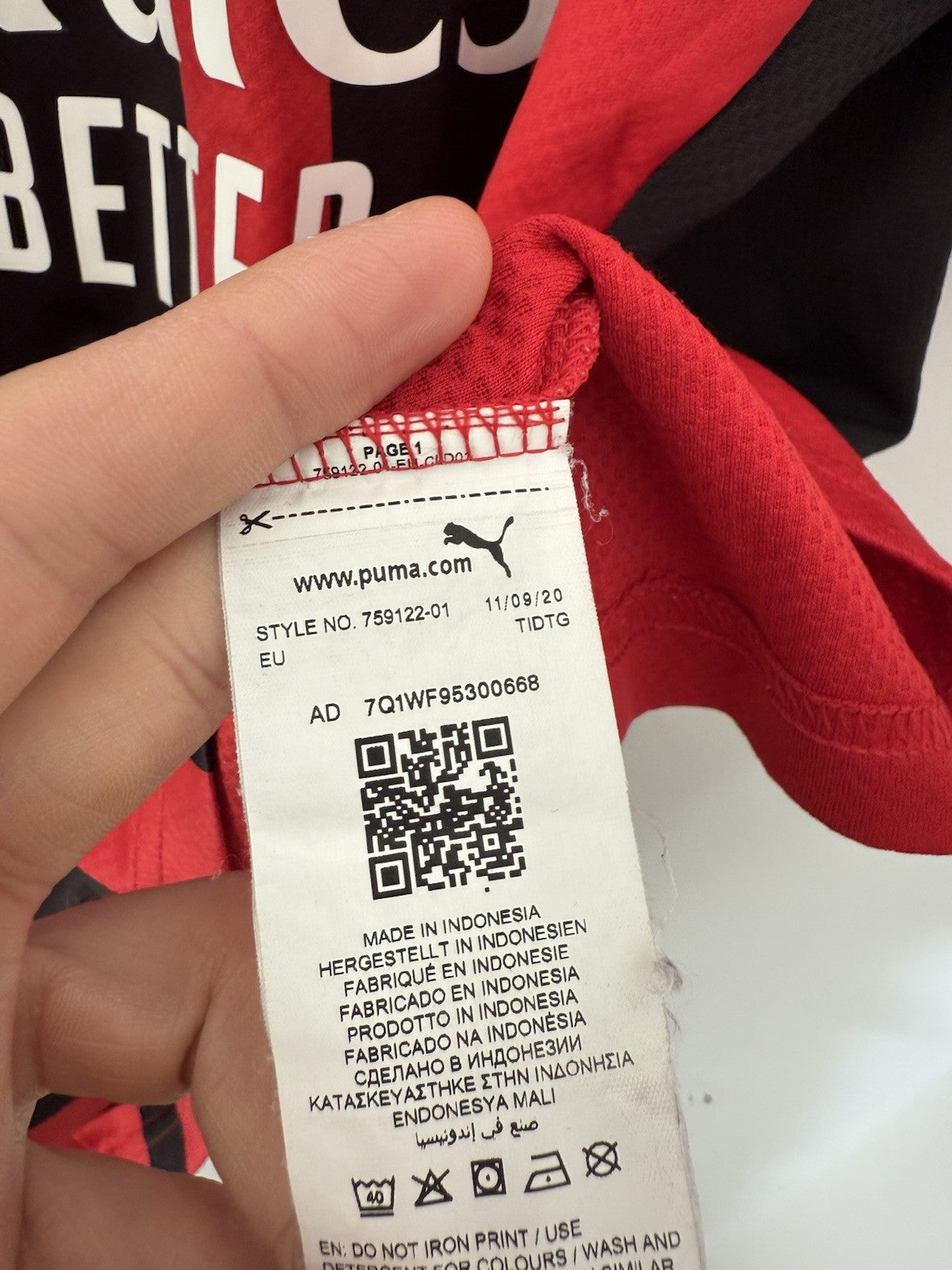 AC Milan Kjaer #24 2021/22 Medium Home Shirt Puma Excellent Condition 759122-01
