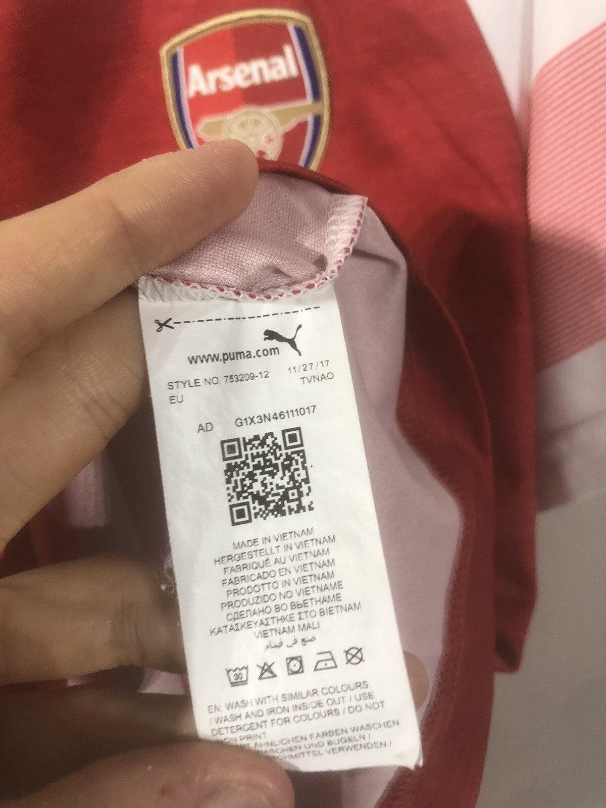 Arsenal Xhaka #34 2018/19 XL Home Shirt Puma Excellent Condition 753209-12