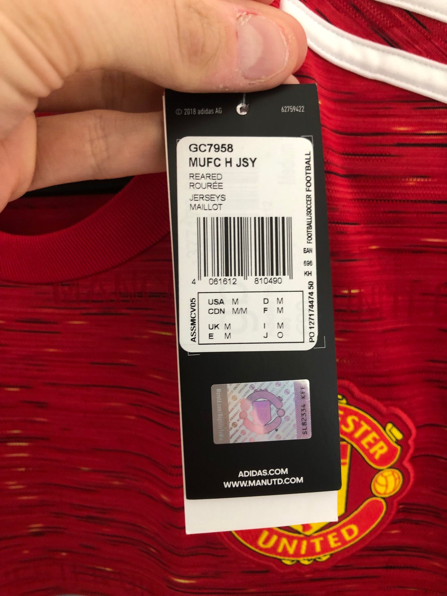 Pogba #6 Manchester United Home Medium 2020/21 Home BNWT Gc7958