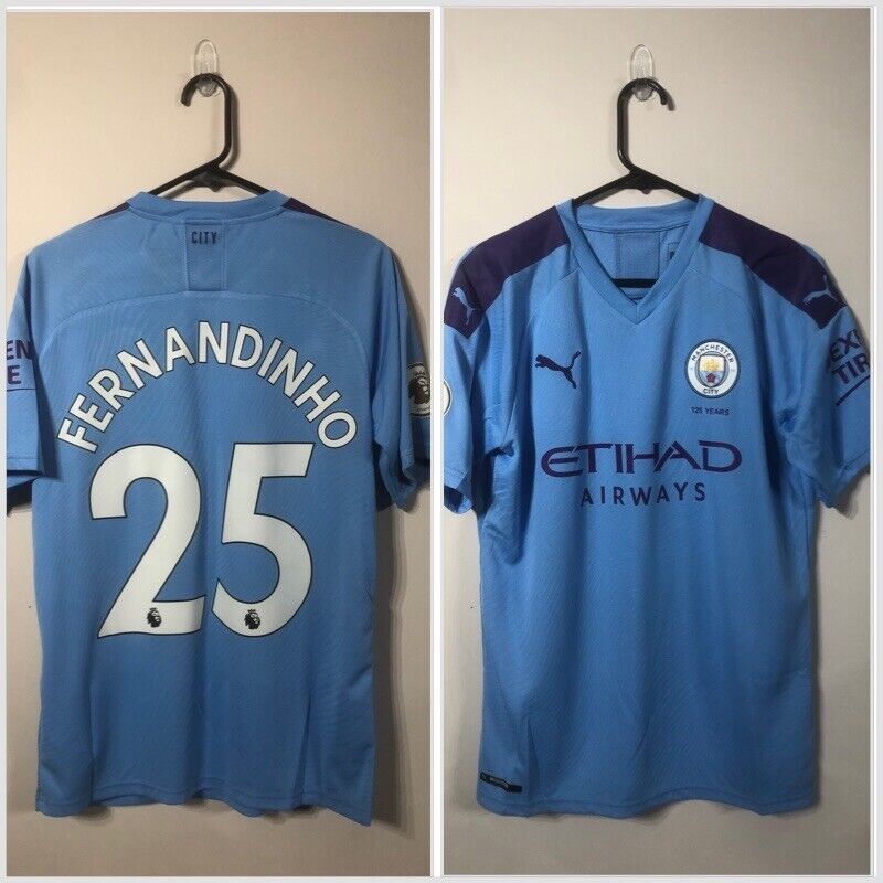 Fernandinho #25 Manchester City 2019/20 Medium Home Shirt Puma Excellent Conditi