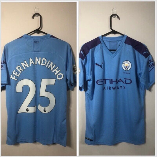Fernandinho #25 Manchester City 2019/20 Medium Home Shirt Puma Excellent Conditi