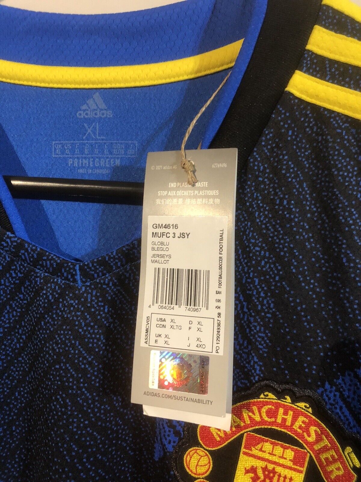 Ronaldo #7 Manchester United X-Large 2021/22 CL 3rd Shirt BNWT