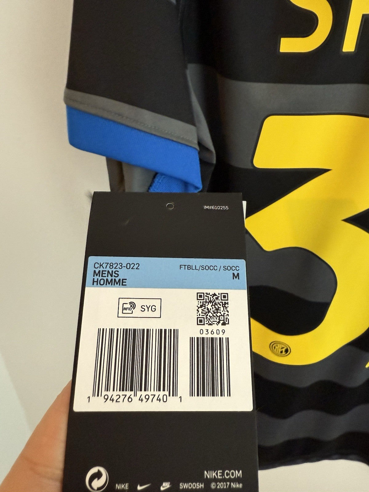 Inter Milan Skriniar #37 2020/21 Medium 3rd Shirt BNWT CK7823-022