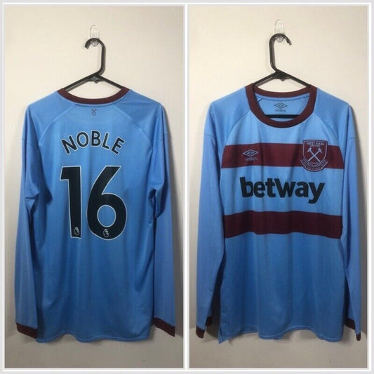 Noble #16 West Ham United 2020/21 Large L/S Away Shirt Umbro Excellent Condition